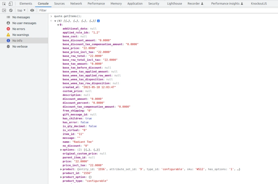Detailed Output - getItems