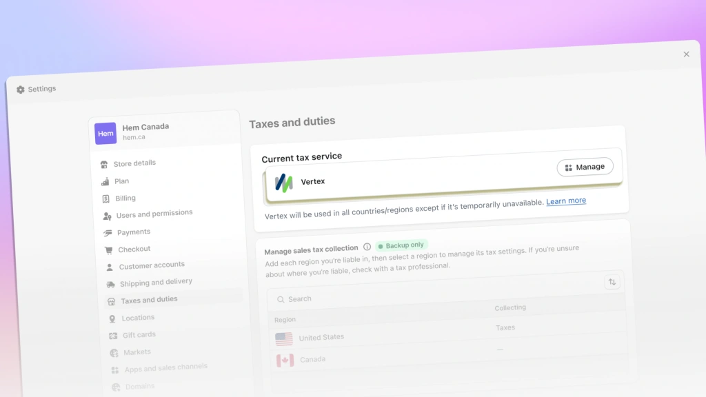 Shopify Tax Platform